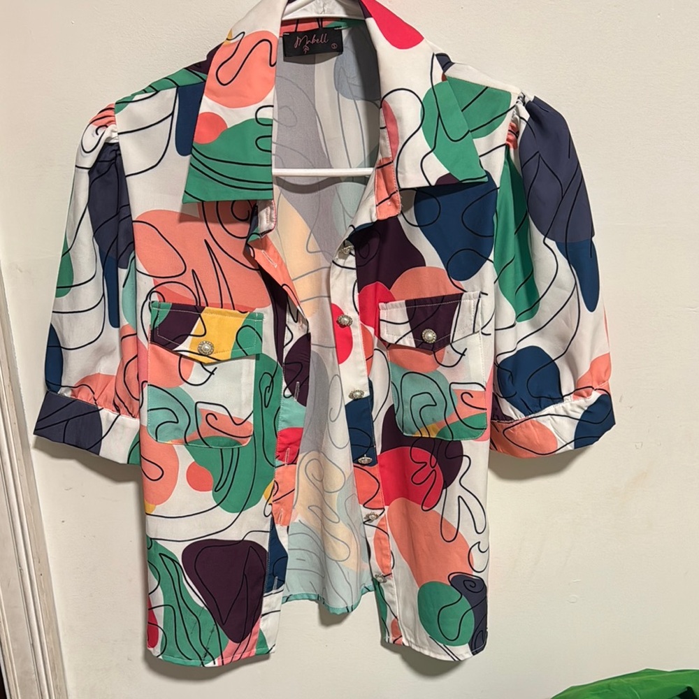 Colorful Abstract Print Blouse - Picture 1 of 1